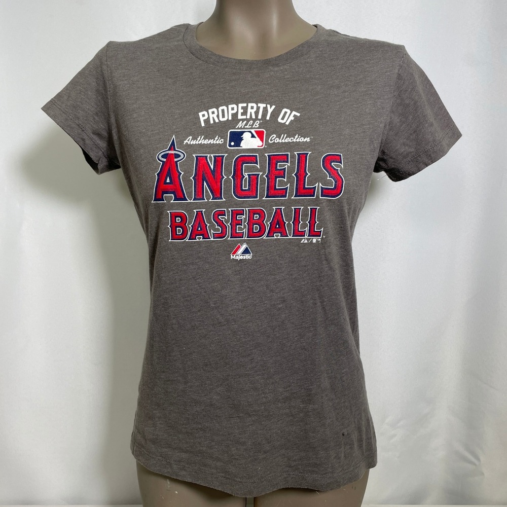 Los Angeles Angels MLB Majestic Heather Gray Clubhouse T-Shirt Women's MEDIUM